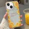 For iPhone 15 Crystal Ice Cooling Shockproof TPU Phone Case(Yellow Flower)