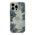 For iPhone 13 Pro Max Crystal Ice Cooling Shockproof TPU Phone Case(Dark Blue Flower)