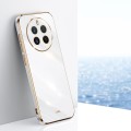 For Realme 12+ XINLI Straight 6D Plating Gold Edge TPU Phone Case(White)