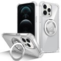 For iPhone 12 Pro Max Gold Shield CD Pattern MagSafe Magnetic Phone Case with Rotating Stand(Transpa