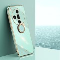 For OPPO Find X7 5G XINLI Straight 6D Plating Gold Edge TPU Shockproof Case with Ring Holder(Mint Gr