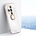 For OPPO Find X7 5G XINLI Straight 6D Plating Gold Edge TPU Shockproof Case with Ring Holder(White)