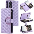 For OPPO A38 4G Glitter Lattice Zipper Wallet Leather Phone Case(Purple)