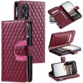 For OPPO A38 4G Glitter Lattice Zipper Wallet Leather Phone Case(Wine Red)