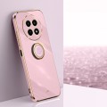 For Realme 12 5G XINLI Straight 6D Plating Gold Edge TPU Shockproof Case with Ring Holder(Cherry Pur