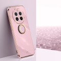 For Realme 12+ XINLI Straight 6D Plating Gold Edge TPU Shockproof Case with Ring Holder(Cherry Purpl