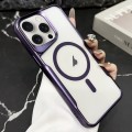 For iPhone 15 Pro Max Blade Electroplating Frosted MagSafe Magnetic Phone Case(Purple)