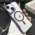 For iPhone 15 Plus Blade Electroplating Frosted MagSafe Magnetic Phone Case(Purple)