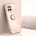 For Xiaomi Civi 4 Pro XINLI Straight 6D Plating Gold Edge TPU Shockproof Case with Ring Holder(Pink)
