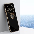 For Xiaomi Redmi A3 XINLI Straight 6D Plating Gold Edge TPU Shockproof Case with Ring Holder(Black)