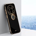 For Xiaomi 14 Ultra 5G XINLI Straight 6D Plating Gold Edge TPU Shockproof Case with Ring Holder(Blac