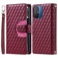 For Xiaomi Redmi 12C / 11A Glitter Lattice Zipper Wallet Leather Phone Case(Wine Red)