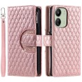 For Xiaomi Redmi 13C 4G/5G Glitter Lattice Zipper Wallet Leather Phone Case(Rose Gold)