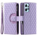 For Xiaomi Redmi Note 12 4G Global Glitter Lattice Zipper Wallet Leather Phone Case(Purple)