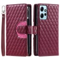 For Xiaomi Redmi Note 12 4G Global Glitter Lattice Zipper Wallet Leather Phone Case(Wine Red)