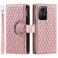For Xiaomi Redmi Note 12S Glitter Lattice Zipper Wallet Leather Phone Case(Rose Gold)