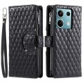 For Xiaomi Redmi Note 13 5G Glitter Lattice Zipper Wallet Leather Phone Case(Black)