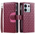 For Xiaomi Redmi Note 13 Pro 5G Glitter Lattice Zipper Wallet Leather Phone Case(Wine Red)