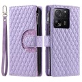 For Xiaomi 13T / 13T Pro Glitter Lattice Zipper Wallet Leather Phone Case(Purple)