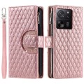 For Xiaomi Redmi K60 Ultra Glitter Lattice Zipper Wallet Leather Phone Case(Rose Gold)