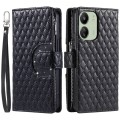 For Xiaomi Poco C65 Glitter Lattice Zipper Wallet Leather Phone Case(Black)