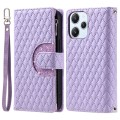 For Xiaomi Redmi Note 12R Glitter Lattice Zipper Wallet Leather Phone Case(Purple)
