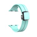 For Apple Watch SE 2023 44mm Magnetic Square Buckle Silicone Watch Band(Sapphire Blue)