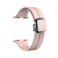 For Apple Watch SE 2023 44mm Magnetic Square Buckle Silicone Watch Band(Sand Pink)