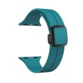 For Apple Watch SE 2023 44mm Magnetic Square Buckle Silicone Watch Band(Rock Green)