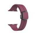 For Apple Watch Ultra 2 49mm Magnetic Square Buckle Silicone Watch Band(Wine Red)
