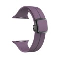 For Apple Watch Series 9 45mm Magnetic Square Buckle Silicone Watch Band(Fruit Purple)