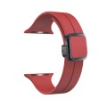 For Apple Watch Series 9 41mm Magnetic Square Buckle Silicone Watch Band(Red)