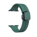 For Apple Watch Series 7 45mm Magnetic Square Buckle Silicone Watch Band(Pine Green)