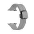 For Apple Watch SE 44mm Magnetic Square Buckle Silicone Watch Band(Cloud Gray)