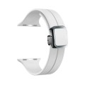 For Apple Watch Series 6 44mm Magnetic Square Buckle Silicone Watch Band(White)