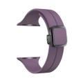 For Apple Watch Series 3 38mm Magnetic Square Buckle Silicone Watch Band(Fruit Purple)