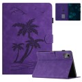 For Xiaomi Redmi Pad SE Coconut Tree Embossed Smart Leather Tablet Case(Purple)
