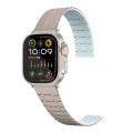 For Apple Watch Ultra 2 49mm Two Color Loop Magnetic Silicone Watch Band(Khaki+Light Green)