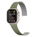 For Apple Watch Series 6 44mm Two Color Loop Magnetic Silicone Watch Band(Green+Grey)