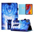 For Lenovo Tab M11 / Xiaoxin Pad 11 2024 Colored Drawing Sewing Pen Slot Leather Tablet Case(Lion)