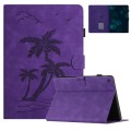 For Amazon Kindle Fire HD8 2022/2020 Coconut Tree Embossed Smart Leather Tablet Case(Purple)