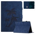 For Amazon Kindle Fire HD10 2023/2021 Coconut Tree Embossed Smart Leather Tablet Case(Blue)
