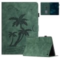 For Amazon Kindle Fire HD10 Plus 2021 Coconut Tree Embossed Smart Leather Tablet Case(Green)