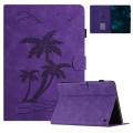 For Amazon Kindle Fire HD10 Plus 2021 Coconut Tree Embossed Smart Leather Tablet Case(Purple)
