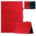 For Amazon Kindle Paperwhite 5 2021 Coconut Tree Embossed Smart Leather Tablet Case(Red)