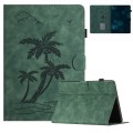 For Amazon Kindle Paperwhite 5 2021 Coconut Tree Embossed Smart Leather Tablet Case(Green)