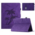 For 10 inch Universal Coconut Tree Embossed Leather Tablet Case(Purple)