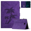 For Samsung Galaxy Tab A 10.1 T580/T585 Coconut Tree Embossed Smart Leather Tablet Case(Purple)