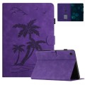 For Samsung Galaxy Tab A8 10.5 2021 X200/X205 Coconut Tree Embossed Smart Leather Tablet Case(Purple