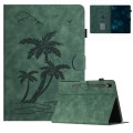 For Samsung Galaxy Tab S9 FE X510/X516B Coconut Tree Embossed Smart Leather Tablet Case(Green)